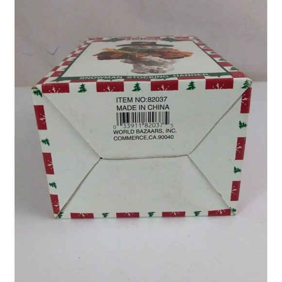 Vtg World Bazaars Holiday Collection Snowman Holding Teddy 7.5" Stocking Hanger - Picture 14 of 14